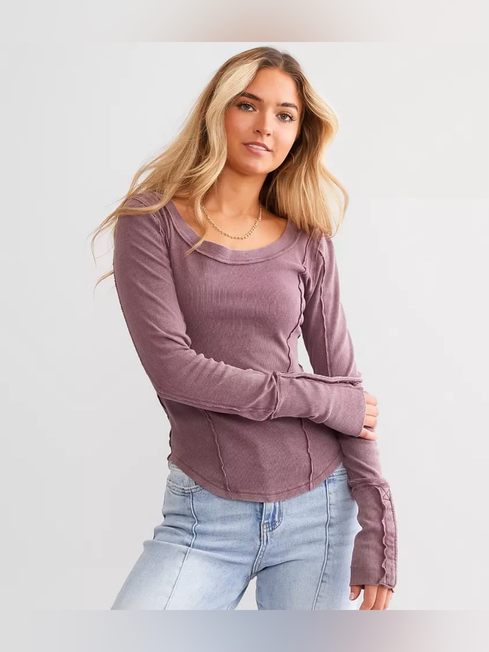 Free People We the Free Stuck on You Long Sleeve Cotton Top Size Small